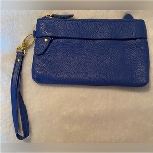 Royal Blue Vegan pebbled Wristlet Clutch NWOT